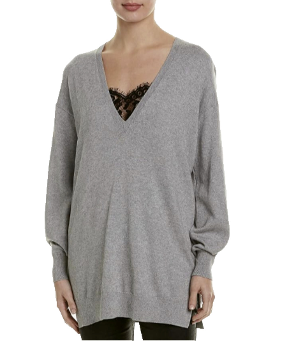 Joie Irita Sweater Lace Cashmere Whimsigoth Lagenlook Longline Gray Size Small